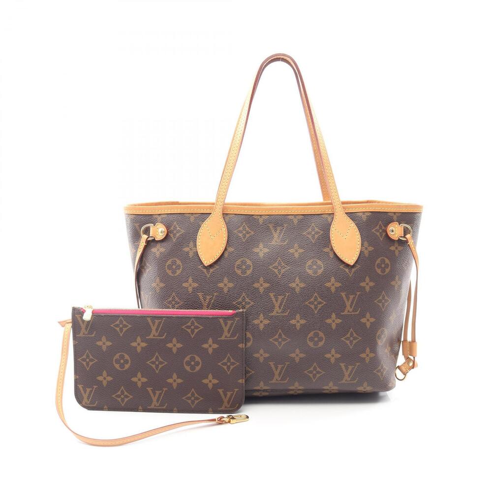Louis Vuitton Neverfull Tote Bag Canvas Leather Monogram Brown